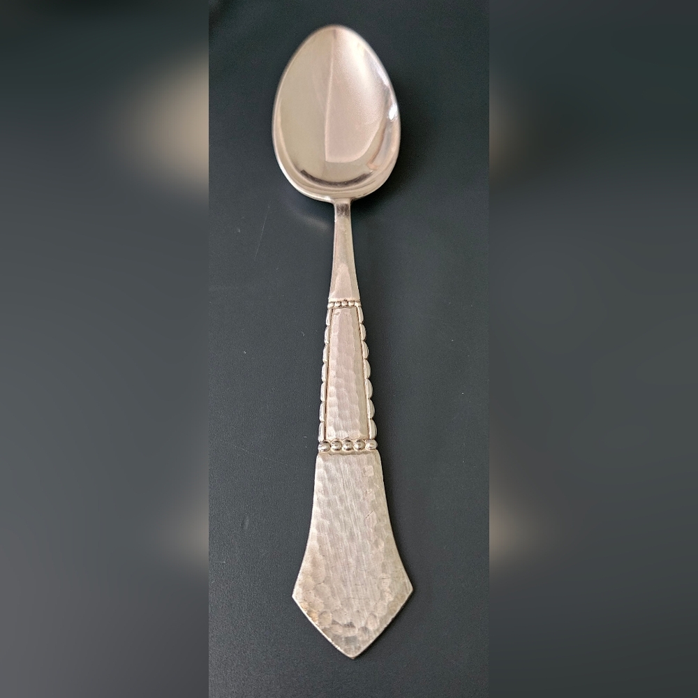 SALE! 16 Danish Hammered Silver Plated Spoons Circa 1930 - Picture 2 of 6